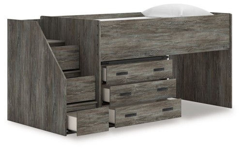 Frandern - Gray - Twin Loft Bed With Drawer Storage