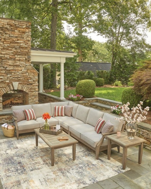 Clare View - Beige - 3-Piece Outdoor Sectional