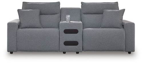 ModMax II - Salt And Pepper - 3-Piece Power Reclining Sectional With LAF Chaise And Audio Console
