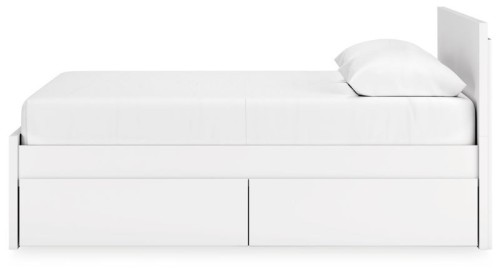 Onita - White - Queen Panel Platform Bed With 1 Side Storage