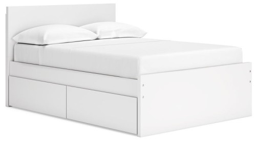 Onita - White - Queen Panel Platform Bed With 1 Side Storage