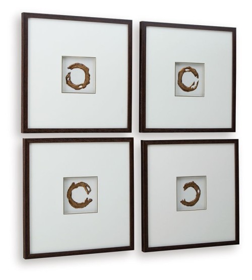 Dallbourne - White / Gold Finish - Wall Art Set (Set of 4)