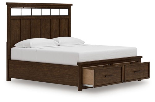 Taffenbrook - Medium Brown - Queen Panel Storage Bed