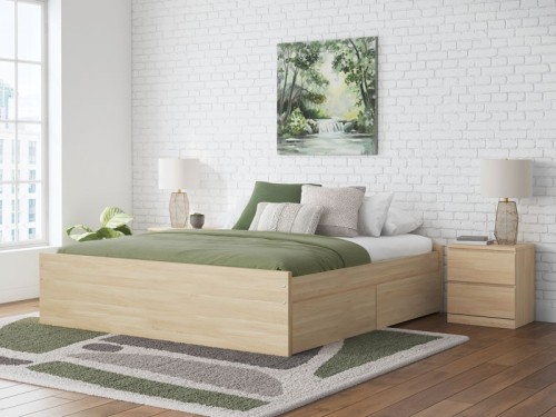 Onita - Natural - Twin Platform Bed With 1 Side Storage