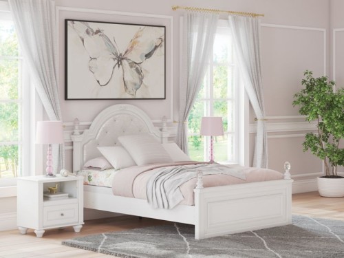 Kozlani - Full Upholstered Panel Bed - White