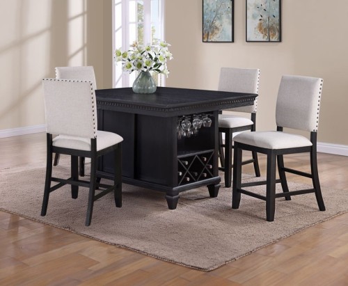 Regent - 5 Piece Counter Dining Room Set - Charcoal Black