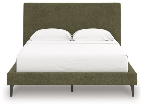 Chirason - Sage Green - Queen Upholstered Bed With Roll Slats