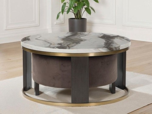 Jazmore - Brown / Brass Finish - Nesting Cocktail Tables (Set of 2)