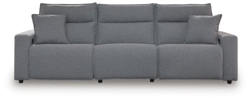 ModMax II - Salt And Pepper - 3-Piece Power Reclining Sectional With LAF Chaise And Audio Console