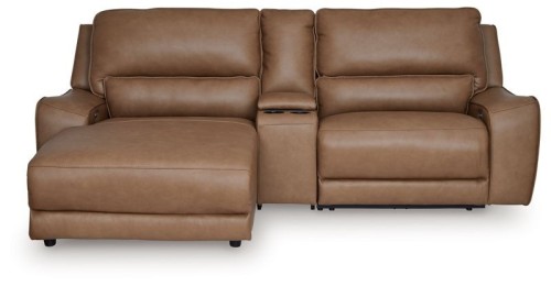 DeepWakes - 5-Piece Power Reclining Sectional - Caramel