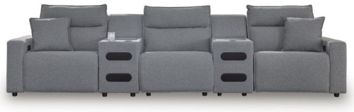 ModMax II - Salt And Pepper - 3-Piece Power Reclining Sectional With LAF Chaise And Audio Console