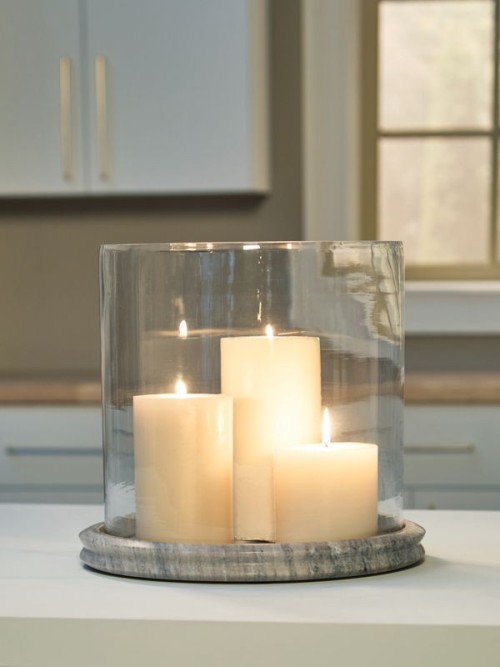 Saskia - Clear / Black - Candle Holder