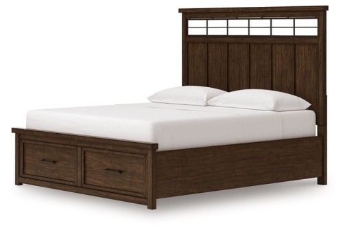Taffenbrook - Medium Brown - Queen Panel Storage Bed