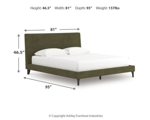 Chirason - Sage Green - California King Upholstered Bed With Roll Slats