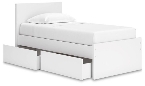 Onita - White - Queen Panel Platform Bed With 1 Side Storage