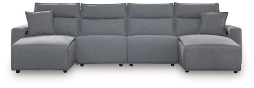 ModMax II - Salt And Pepper - 3-Piece Power Reclining Sectional With LAF Chaise And Audio Console
