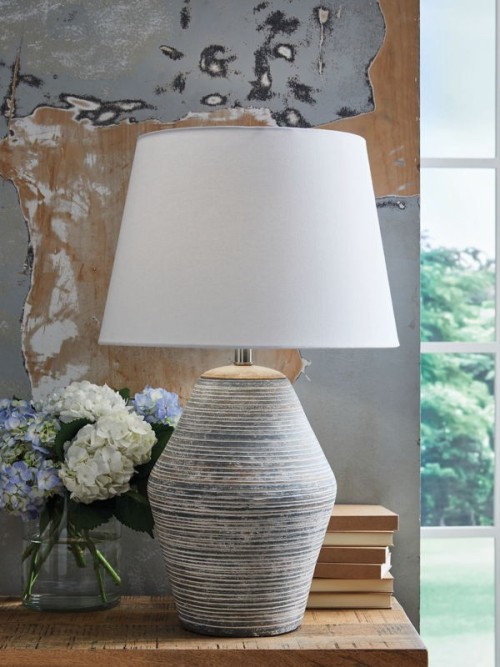 Lawrock - Antique Blue - Terracotta Table Lamp