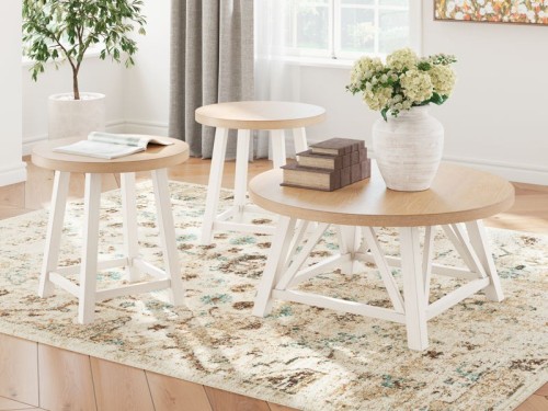 Fawndell - Antique White / Brown - Occasional Table Set (Set of 3)