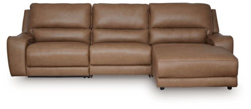 DeepWakes - 5-Piece Power Reclining Sectional - Caramel