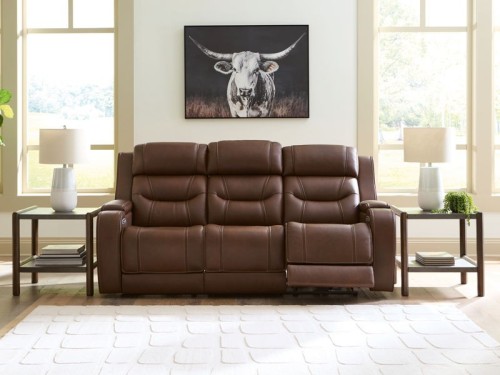 Knightington - Caramel - Power Reclining Sofa With Audio Seating