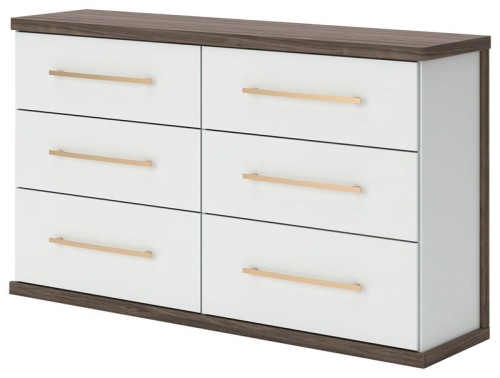 Kendanport - Brown / White - Six Drawer Dresser