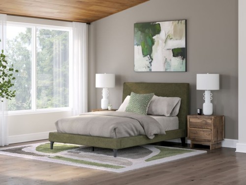 Chirason - Sage Green - King Upholstered Bed With Roll Slats