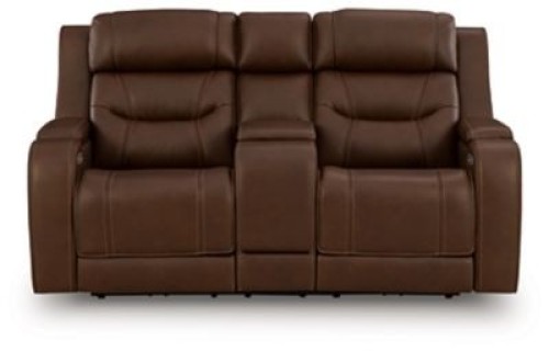 Knightington - Caramel - Power Reclining Loveseat With Audio Console