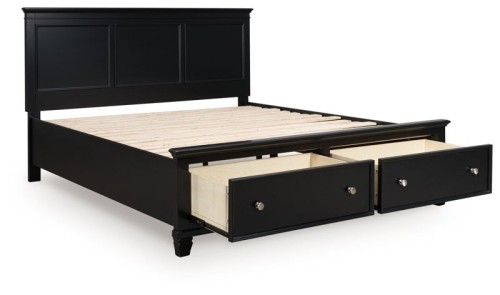 Lanolee - Black - Queen Panel Storage Bed