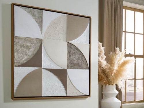 Harelman - Tan / Taupe / White - Wall Art