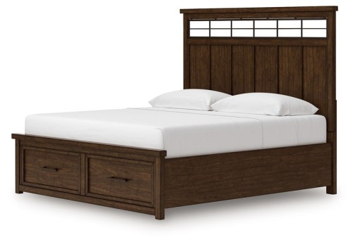 Taffenbrook - Medium Brown - Queen Panel Storage Bed