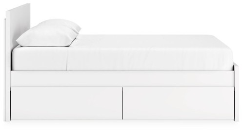 Onita - White - Queen Panel Platform Bed With 1 Side Storage