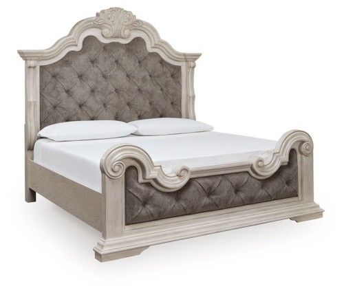 Bruchandi - Antique White - California King Upholstered Panel Bed