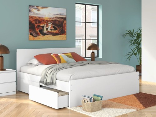 Onita - White - King Panel Platform Bed With Storage