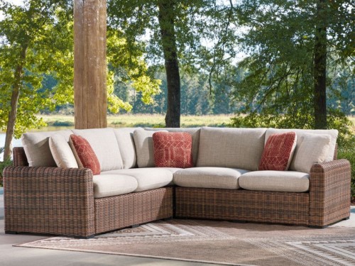 Dolan Creek - 4-Piece Outdoor Sectional - Beige / Brown