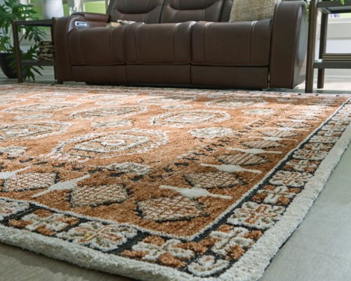 Qaabiz - Sienna / Ivory / Black - Medium Rug