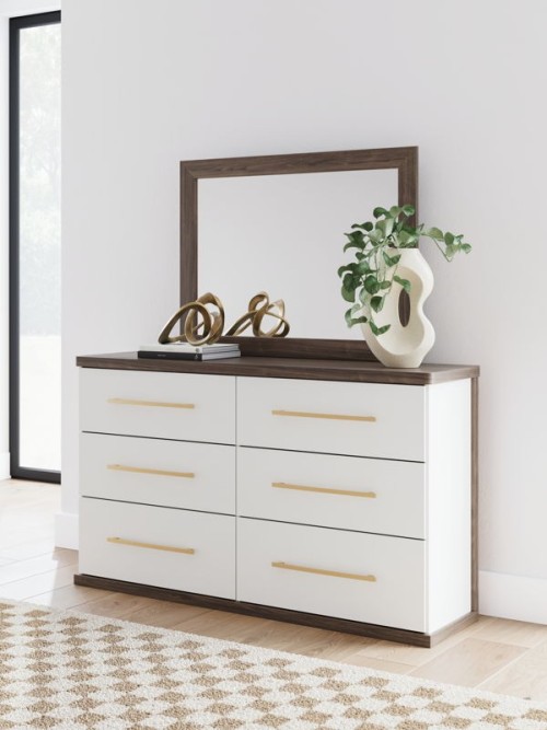 Kendanport - Brown / White - Six Drawer Dresser