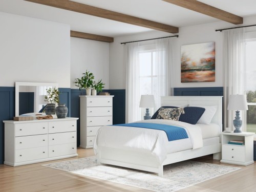 Bostwick Shoals - White - 6 Pc. - Dresser, Mirror, Twin Bed With Framed Footboard, 2 Nightstands