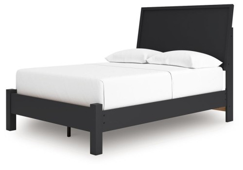 Danziar - Black - Queen Panel Bed With Low Footboard