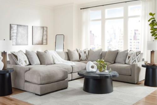 Aslan Court - Pebble - 6-Piece Sectional With LAF Corner Chaise