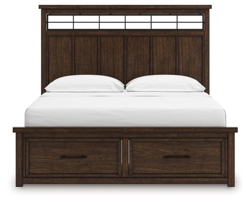 Taffenbrook - Medium Brown - Queen Panel Storage Bed