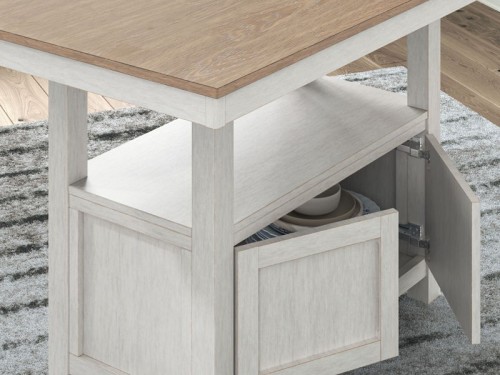 Purlaney - Antique White / Natural - Rectangular Dining Room Butterfly Extension Table