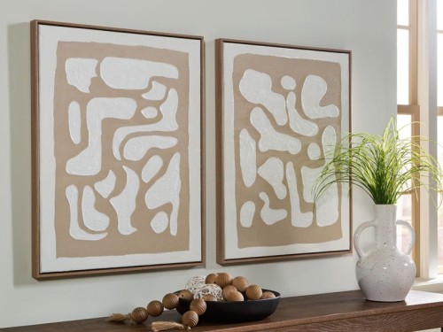 Waldett - Beige / White - Wall Art Set (Set of 2)