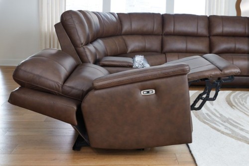 Bleckley - Espresso - 5-Piece Power Reclining Sectional With RAF And LAF Recliners