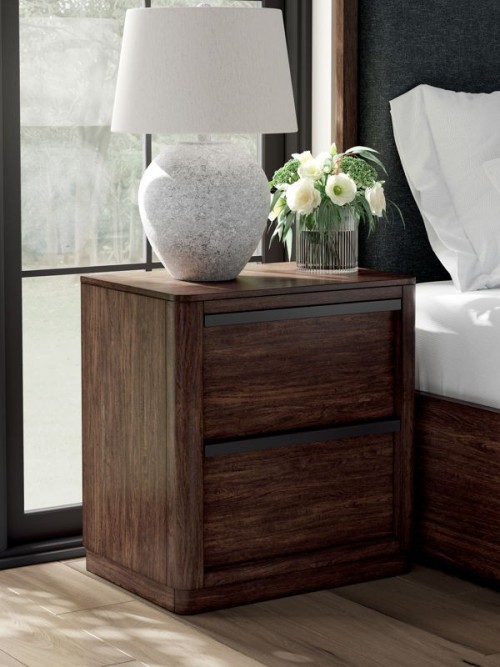 Dilenno - Dark Brown - Two Drawer Night Stand