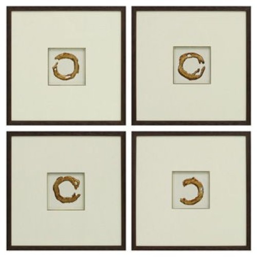 Dallbourne - White / Gold Finish - Wall Art Set (Set of 4)