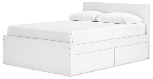 Onita - White - Queen Panel Platform Bed With 1 Side Storage