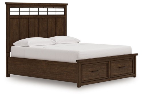 Taffenbrook - Medium Brown - Queen Panel Storage Bed