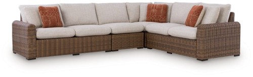 Dolan Creek - 4-Piece Outdoor Sectional - Beige / Brown