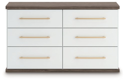 Kendanport - Brown / White - Six Drawer Dresser