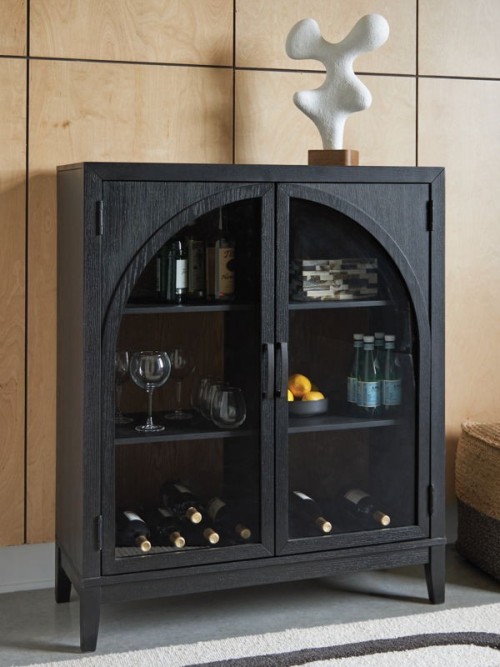 Armenleigh - Black / Brown - Bar Cabinet